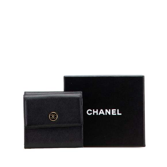 CHANEL Authentic Black Leather Wallet